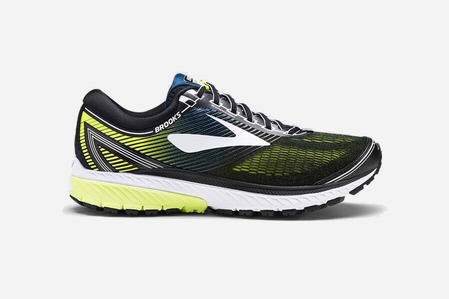 Brooks Ghost 10 Mens Australia - Road Running Shoes - Black/Yellow (703-TAEPQ)